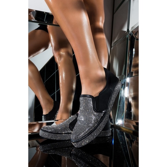 Last Size 6.5 🖤💎Rhinestone Diamond Embellished - Picture 6 of 6